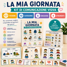 La Mia Giornata – Kit Comunicazione Visiva | 137 Tessere + 6 Emozioni + 4 Strumenti | Routine, Bisogni, Scelte e Comunicazione