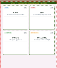 SFIDA DI GRAMMATICA - 40 Carte maxi per la Scuola Primaria (Italiano) -  PDF stampabile con soluzioni e 5 modalità di gioco