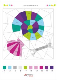 Colorazione matematica, sottrazione da 1 a 20, giornata dei dinosauri, preistoria, matematica e arte, calcola e colora
