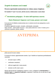 Scoprire la misura con le mani; travasi, pesi e misure-un percorso Montessori per iniziare la scuola con stupore