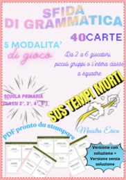 SFIDA DI GRAMMATICA - 40 Carte maxi per la Scuola Primaria (Italiano) -  PDF stampabile con soluzioni e 5 modalità di gioco