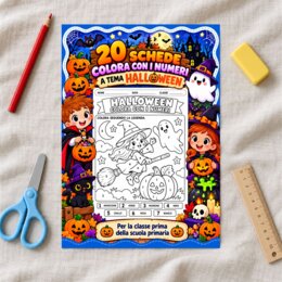 20 schede 'colora con i numeri' a tema halloween