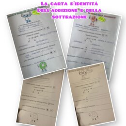 La carta d'identità dell'addizione e della sottrazione da completare