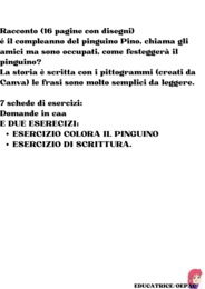racconto in Caa ed esercizi: il pinguino pino