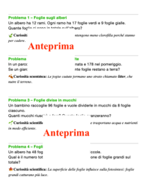 Foglie e matematica; problemi con pillole scientifiche per contare, misurare e scoprire
