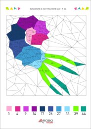 Colorazione matematica, addizione e sottrazione da 1 a 50, giornata dei dinosauri, preistoria, matematica e arte, calcola e colora