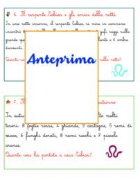 Storie-problema del serpente Tobias-per leggere,comprendere e contare-classe prima