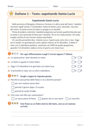 Dicembre classe quinta: schede di italiano e matematica
