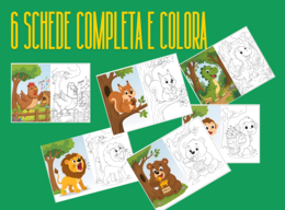 Colora e Completa: 6 SCHEDE Cuccioli di Animali – Libro Creativo per Bambini