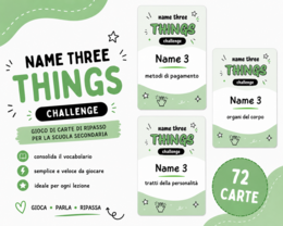 Name Three – gioco di carte per ripassare il vocabolario | Scuola secondaria | A2/A2+