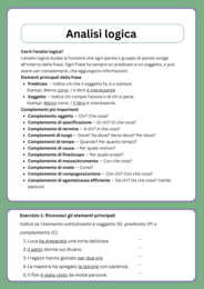 QUADERNO OPERATIVO DI ANALISI LOGICA - 16 Schede Didattiche, la Frase Minima, Espansioni, Verbi Transitivi/Intransitivi, Forma Attiva/Passiva e i Complementi Principali.