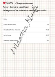 Attività di matematica a tema San Valentino classe quarta/quinta scuola primaria