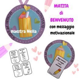 collana con matita di benvenuto/bentornato con messaggio motivazionale