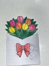 Letterina Festa della Mamma con Vaso di Tulipani