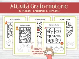 10 Schede Labirinti e Grafomotricità con Animali da Ricalcare | Attività di Attenzione, Pianificazione Visiva e Motricità Fine | Scuola Infanzia ed Elementare (4-6 anni) | PDF Stampabile No Prep - time fillers - attività riempitempo - early finishers
