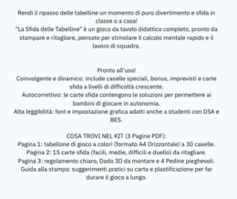 LA SFIDA DELLE TABELLINE -  Gioco da tavolo stampabile in PDF (Scuola Primaria)