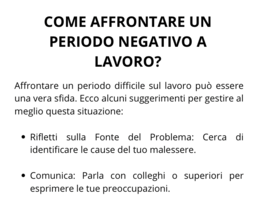 COME AFFRONTARE UN PERIODO NEGATIVO A LAVORO?