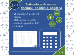 Aritmetica di numeri decimali positivi e negativi | matematica | 26 colonne