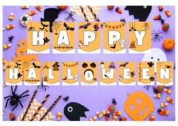 BANDIERINE CON LA SCRITTA : HAPPY HALLOWEEN
