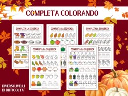 Pacchetto Attività di Logica Autunnali - Pattern | Sequenze e Ritmi | Infanzia e Prima Elementare (4-6 anni) | Early Algebra, Completa il Ritmo, Disegni dell'Autunno, Stampabile No Prep