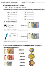 VERIFICA ADDIZIONI E SOTTRAZIONI ENTRO IL 100 E VALORE EURO
