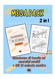 MEGA PACK QUADERNO DI SCIENZE - Classe 1° Scuola Primaria - Teoria + kit di 21 schede in b/n per fare attività -