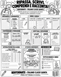Bentornati Italiano Classe Quinta | Kit Prima Settimana di Scuola – Schede, Soluzioni e Autovalutazione