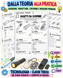 TECNOLOGIA CLASSE TERZA – Oggetti, Materiali, Funzioni e Progetti | 38 Schede Operative + Compito di Realtà+Soluzioni