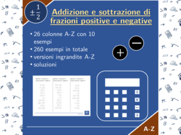 Addizione e sottrazione di frazioni positive e negative | matematica | 26 colonne