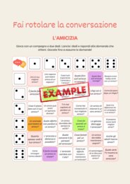 Tabellone di gioco. Fai rotolare la conversazione.
