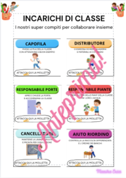 Incarichi di Classe e Turni Settimanali: Set 12 Tessere Illustrate per Mollette (Primaria e Infanzia)