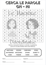 Schede didattiche con GN - NI - GL - LI