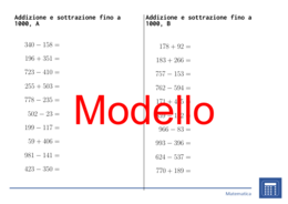 Addizione e sottrazione fino a 1000 | matematica | 26 colonne
