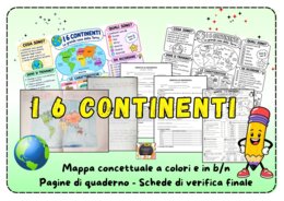 I 6 Continenti: Mappa Concettuale, Pagine Quaderno e Verifiche di Geografia con soluzioni per la Scuola Primaria