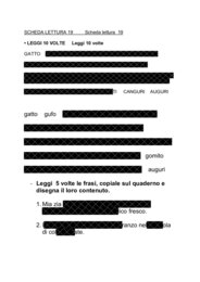 SCHEDA LETTURA 19 parole e frasi con M,L,R,S,B,P,F,V,Z,T,N,D, C,G suono duro e suono dolce; in maiuscolo e minuscolo