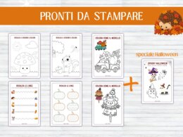 7 Schede Pregrafismi e Prerequisiti Autunno e Halloween | Motricità Fine, Tratteggio e Unisci i Puntini | Scuola Infanzia e Prima Primaria (PDF)