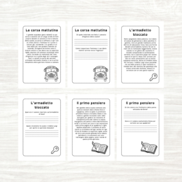 Questo pacchetto di schede di lettura e comprensione per il Back to School comprende 12 storie ad alta leggibilità e 12 pagine con domande di comprensione.