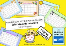 ORARIO SCOLASTICO PER LA CLASSE