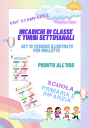 Incarichi di Classe e Turni Settimanali: Set 12 Tessere Illustrate per Mollette (Primaria e Infanzia)