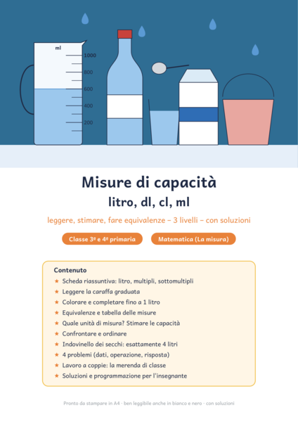 Misure di capacità classe 3ª e 4ª: litro, dl, cl, ml ed equivalenze