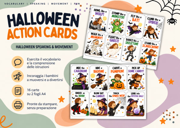 Halloween Action Cards – carte motorie per imparare l’inglese