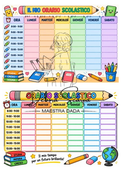 tabbelloni per orario scolastico