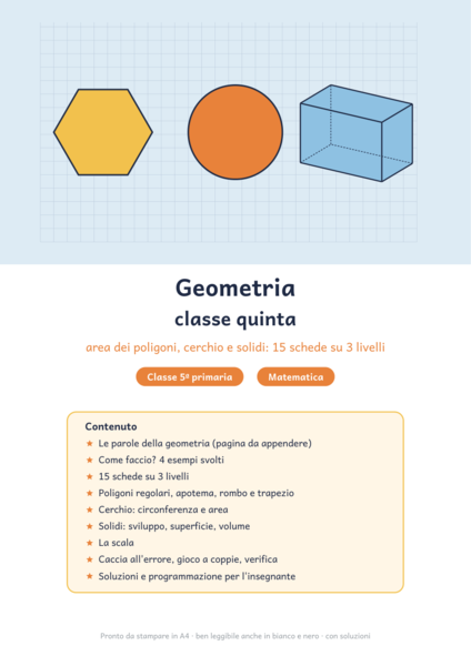 Geometria classe quinta: area dei poligoni, cerchio e solidi