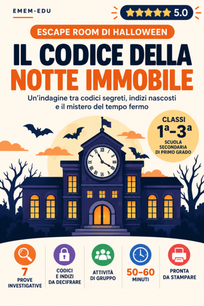 Escape Room di Halloween – Il codice della notte immobile | 7 enigmi per la scuola media | PDF