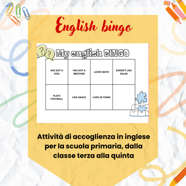 English bingo: attività di accoglienza in inglese per la scuola primaria