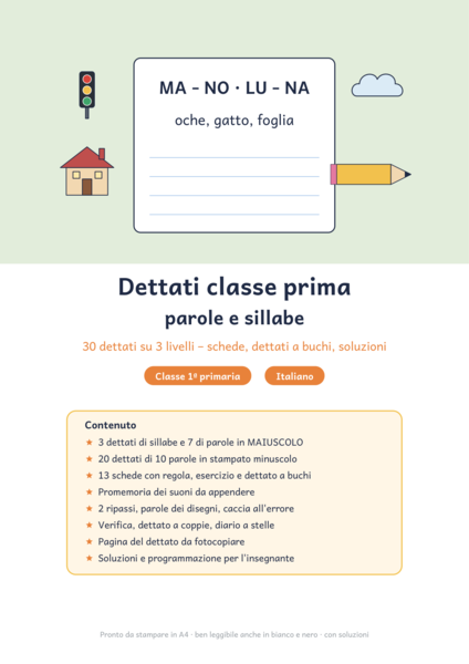 Dettati classe prima: 30 dettati di parole e sillabe