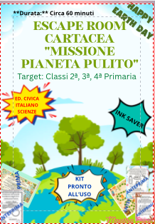 Escape Room cartacea: Missione pianeta pulito – Giornata della Terra e Educazione Civica (Classi 2ª, 3ª, 4ª Primaria)