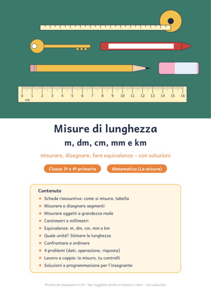 Misure di lunghezza classe 3ª e 4ª: m, dm, cm, mm, km ed equivalenze