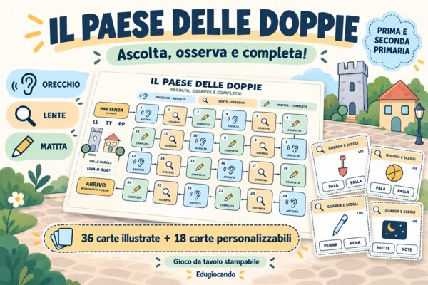 Le doppie: gioco da tavolo stampabile per prima e seconda primaria |