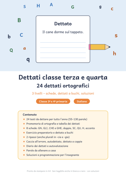 Dettati classe terza e quarta: 24 dettati ortografici